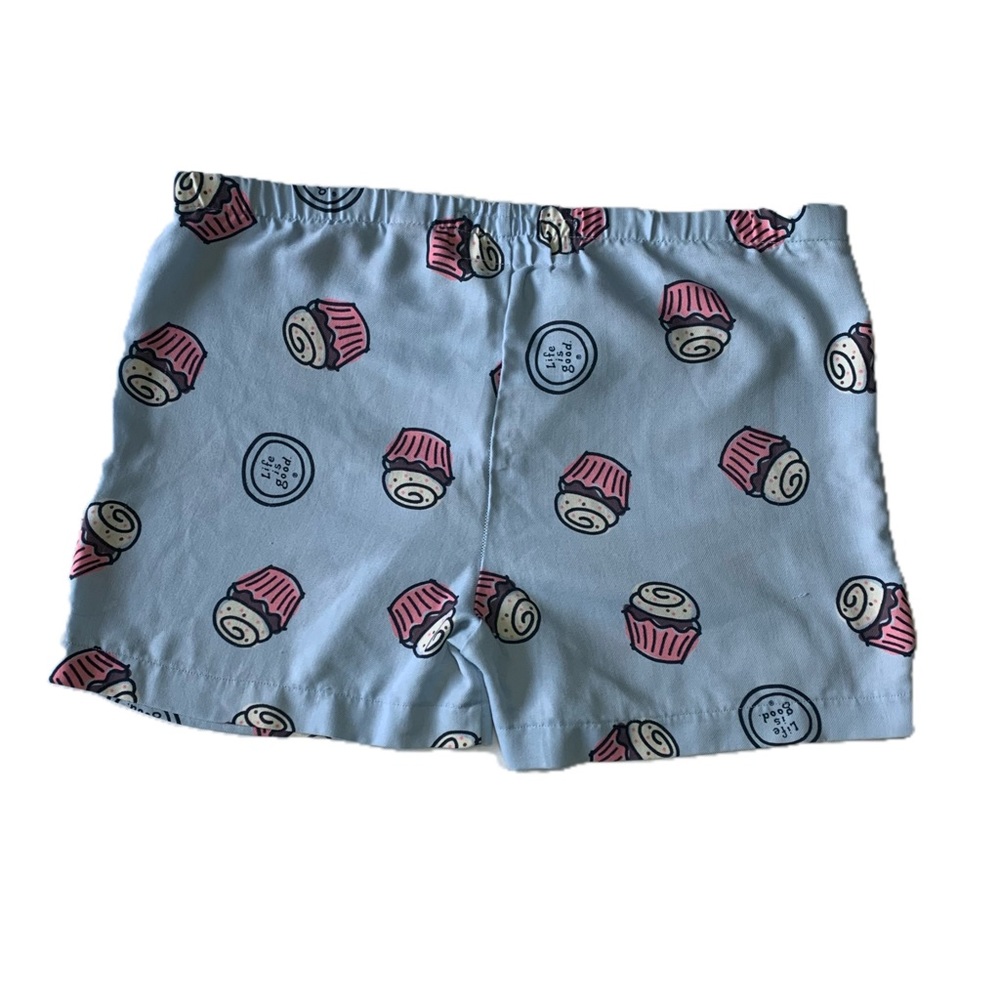 Vintage Life is Good Girls Blue Cupcake Print Pj Sleep Shorts